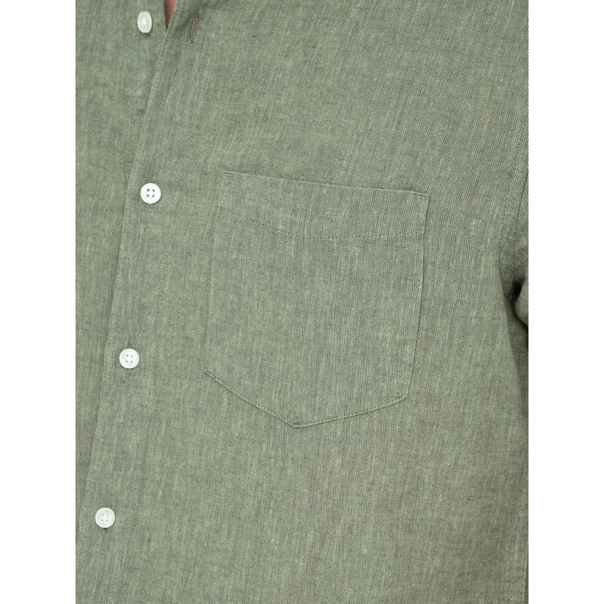 ONLY & SONS MEN΄S REGULAR FIT LINEN LONGSLEEVE SHIRT 1 POCKET 22031804 SWAMP GREEN - Πράσινο - L